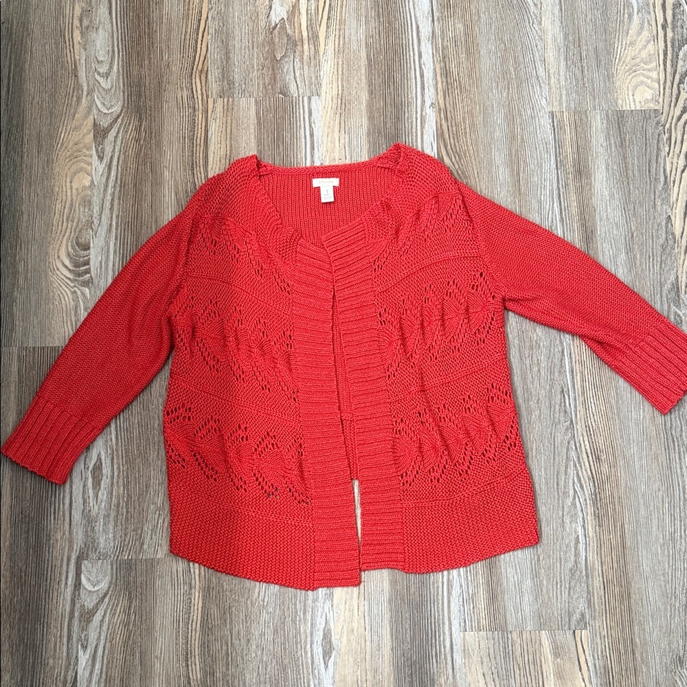 Chico's Vibrant Red Open-Front Cardigan